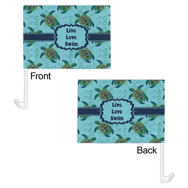 Sea Turtles Car Flag - 11" x 8" - Front & Back View