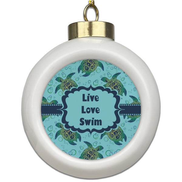 Custom Sea Turtles Ceramic Ball Ornament