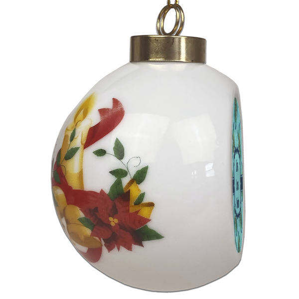 Sea Turtles Ceramic Christmas Ornament - Poinsettias (Side View)