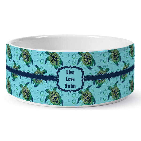 Sea Turtles Ceramic Dog Bowl - Medium - Front