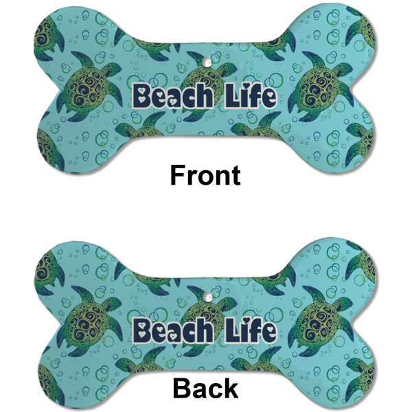 Sea Turtles Ceramic Flat Ornament - Bone Front & Back (APPROVAL)