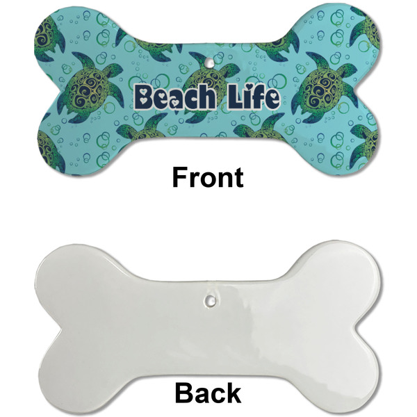 Sea Turtles Ceramic Flat Ornament - Bone Front & Back Single Print (APPROVAL)