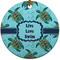 Sea Turtles Ceramic Flat Ornament - Circle (Front)