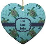 Sea Turtles Heart Ceramic Ornament