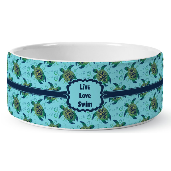 Custom Sea Turtles Ceramic Dog Bowl - Large (Personalized)