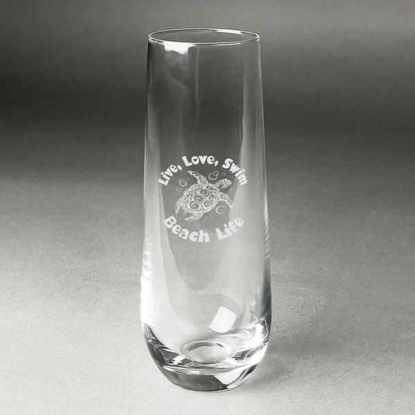 Custom Sea Turtles Champagne Flute - Stemless Engraved