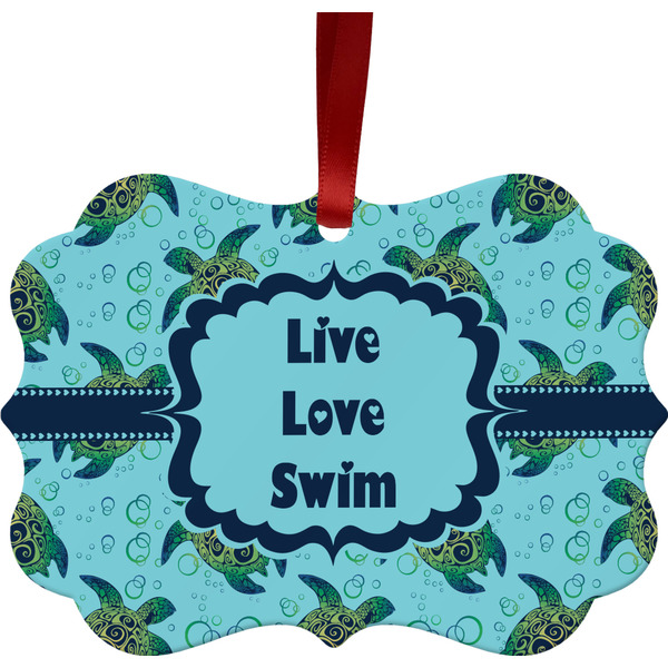 Custom Sea Turtles Metal Frame Ornament - Double Sided