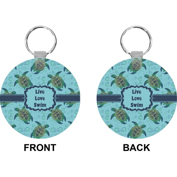 Sea Turtles Circle Keychain (Front + Back)
