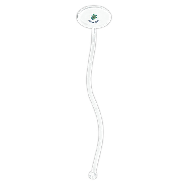 Sea Turtles Clear Plastic 7" Stir Stick - Oval - Single Stick