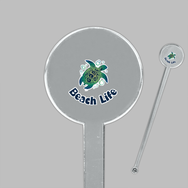 Sea Turtles Clear Plastic 7" Stir Stick - Round - Closeup