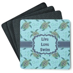 Sea Turtles Square Rubber Backed Coasters - Set of 4 (Personalized)