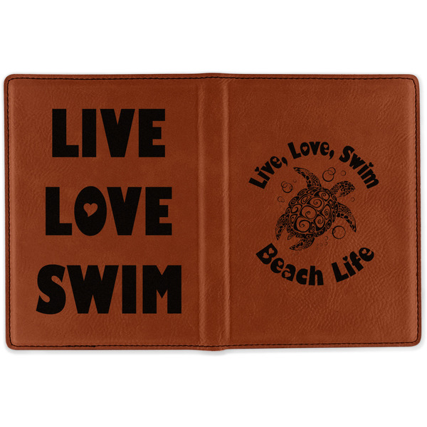 Sea Turtles Cognac Leather Passport Holder Outside Double Sided - Apvl