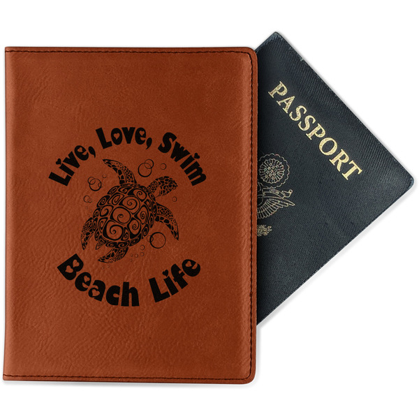 Custom Sea Turtles Passport Holder - Faux Leather - Double Sided