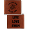 Sea Turtles Cognac Leatherette Bifold Wallets - Front and Back