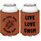 Sea Turtles Cognac Leatherette Can Sleeve - Double Sided Front and Back