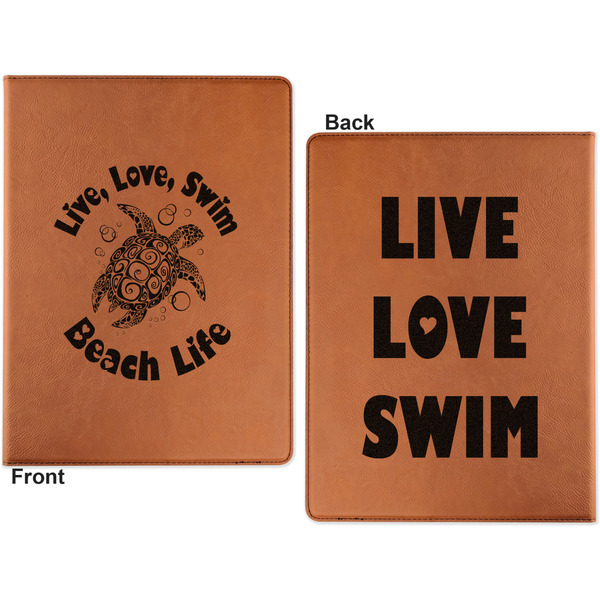 Sea Turtles Cognac Leatherette Portfolios with Notepad - Large - Double Sided - Apvl