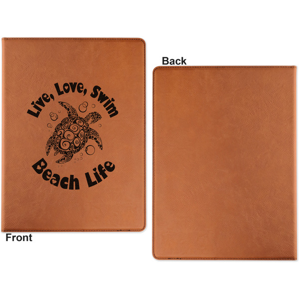 Sea Turtles Cognac Leatherette Portfolios with Notepad - Large - Single Sided - Apvl