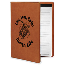 Sea Turtles Leatherette Portfolio with Notepad - Small - Double Sided (Personalized)