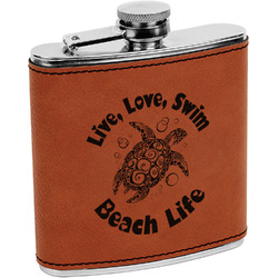 Sea Turtles Leatherette Wrapped Stainless Steel Flask (Personalized)