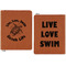 Sea Turtles Cognac Leatherette Zipper Portfolios with Notepad - Double Sided - Apvl