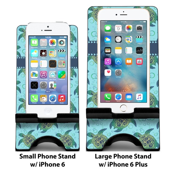 Sea Turtles Compare Phone Stand Sizes - with iPhones