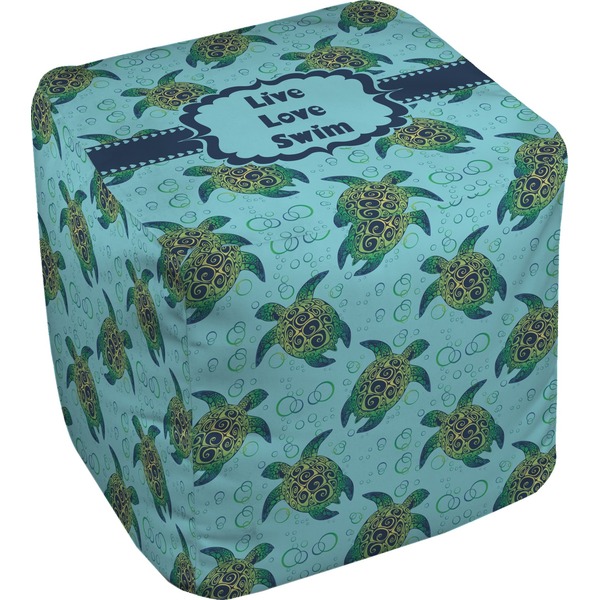 Custom Sea Turtles Cube Pouf Ottoman (Personalized)