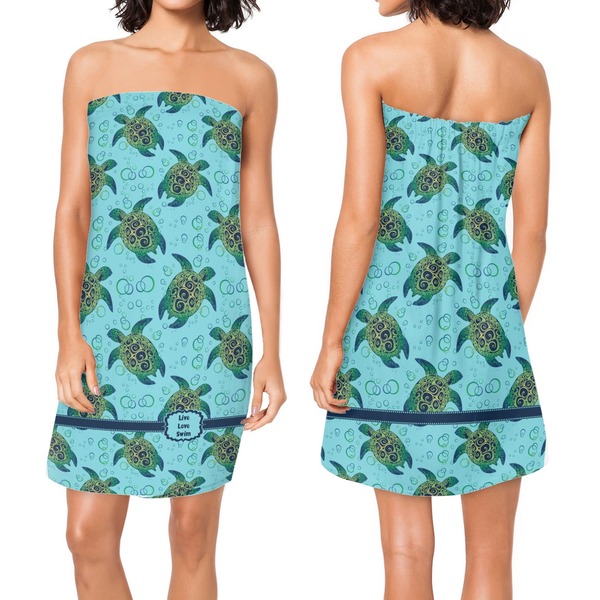 Sea Turtles Custom Bath Wrap - Front & Back View
