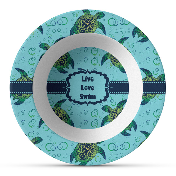 Custom Sea Turtles Plastic Bowl - Microwave Safe - Composite Polymer (Personalized)