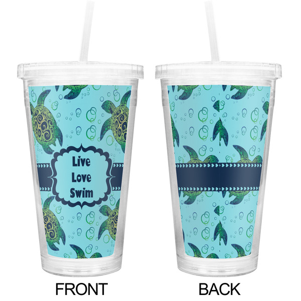 Sea Turtles Double Wall Tumbler with Straw - Approval
