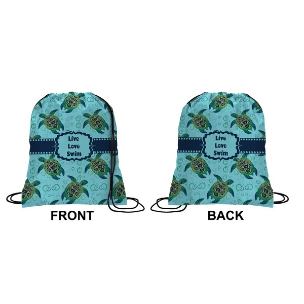 Sea Turtles Drawstring Backpack Front & Back Medium