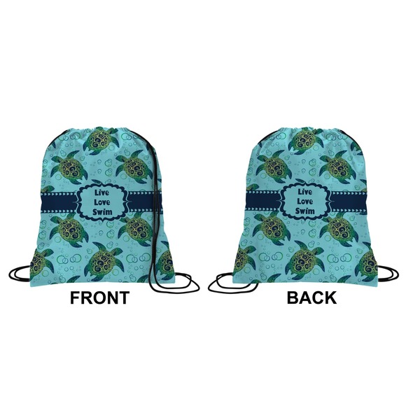 Sea Turtles Drawstring Backpack Front & Back Small