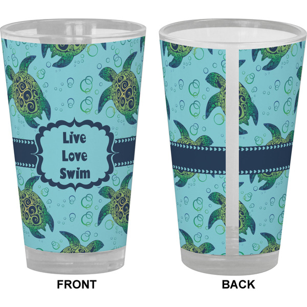 Sea Turtles Pint Glass - Full Color - Front & Back Views