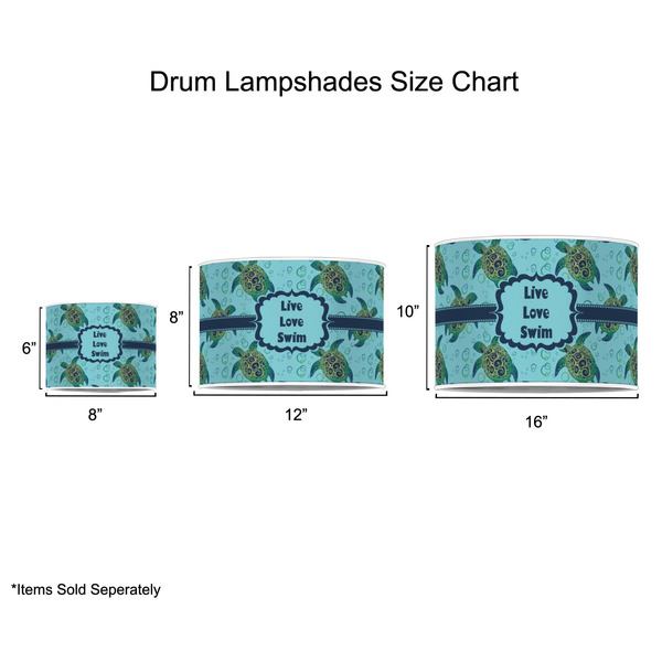 Sea Turtles Drum Lampshades - Sizing Chart