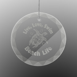 Sea Turtles Engraved Glass Ornament - Round