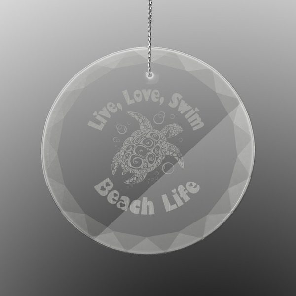 Sea Turtles Engraved Glass Ornament - Round (Front)