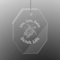 Sea Turtles Engraved Glass Ornament - Octagon