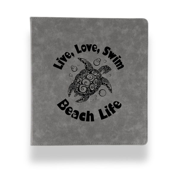 Custom Sea Turtles Leather Binder - 1" - Grey