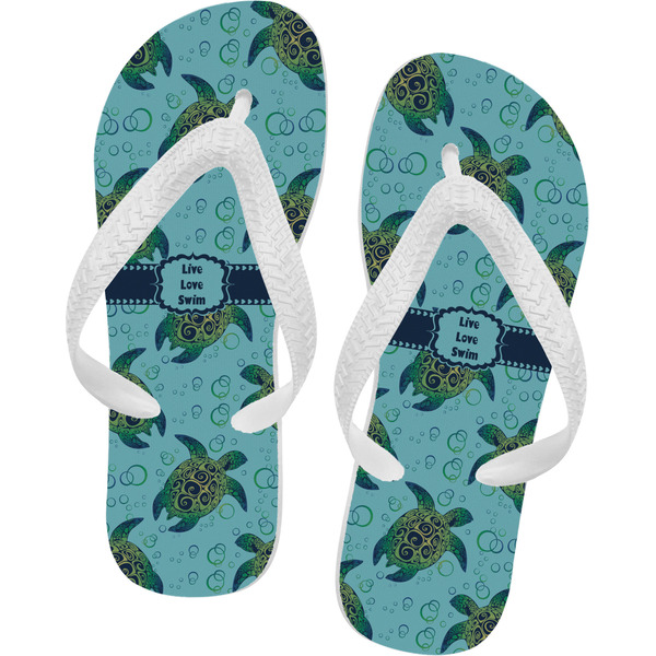 Custom Sea Turtles Flip Flops - Large (Personalized)