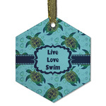 Sea Turtles Flat Glass Ornament - Hexagon