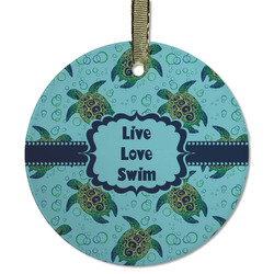 Sea Turtles Flat Glass Ornament - Round