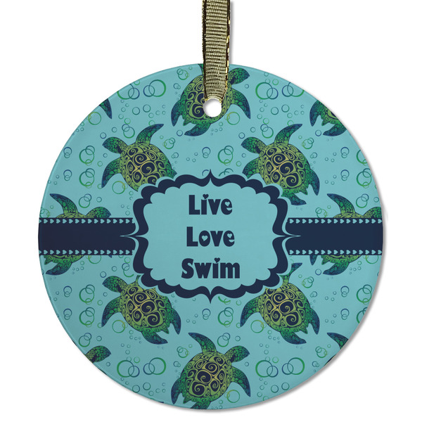 Sea Turtles Frosted Glass Ornament - Round