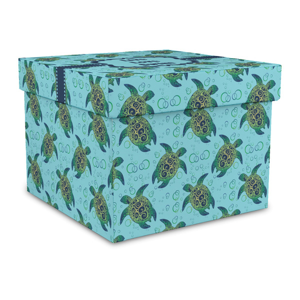 Custom Sea Turtles Gift Box with Lid - Canvas Wrapped - Large