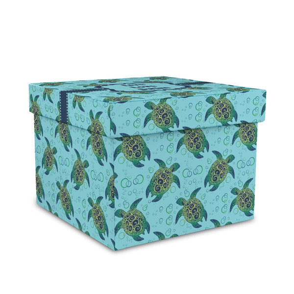 Custom Sea Turtles Gift Box with Lid - Canvas Wrapped - Medium