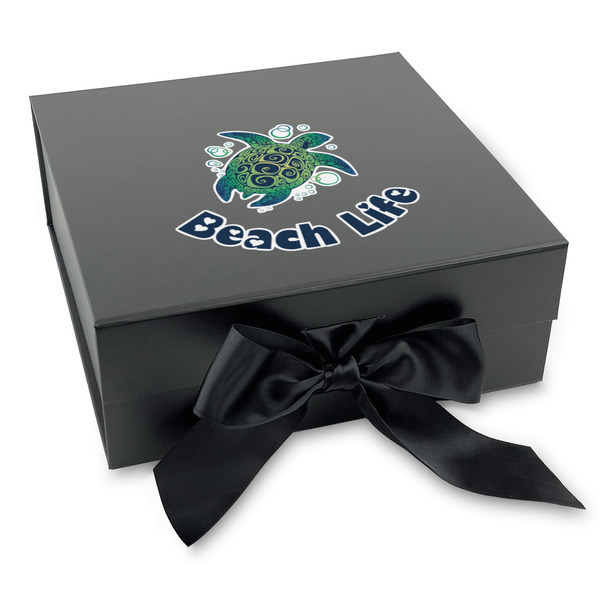 Custom Sea Turtles Gift Box with Magnetic Lid - Black
