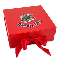Sea Turtles Gift Box with Magnetic Lid - Red
