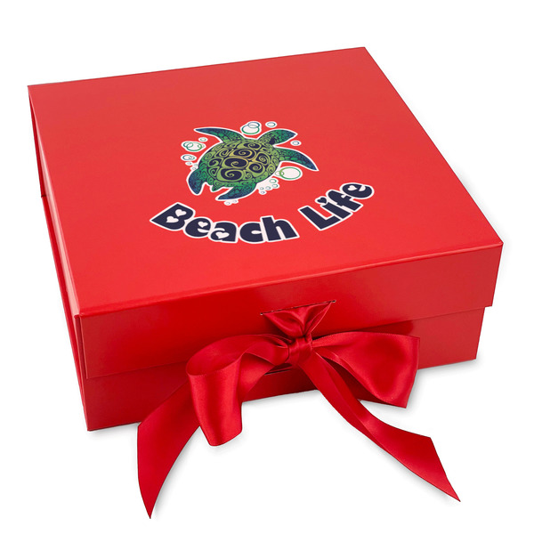 Custom Sea Turtles Gift Box with Magnetic Lid - Red