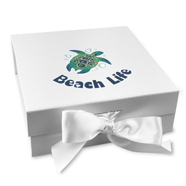 Custom Sea Turtles Gift Box with Magnetic Lid - White