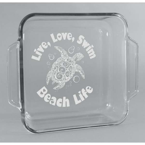 Custom Sea Turtles Glass Cake Dish - 8in x 8in