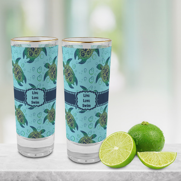 Sea Turtles Glass Shot Glass - 2 oz - LIFESTYLE