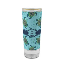 Sea Turtles 2 oz Shot Glass - Glass with Gold Rim